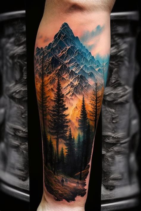 rocky mountain tattoo|realistic mountain tattoo.